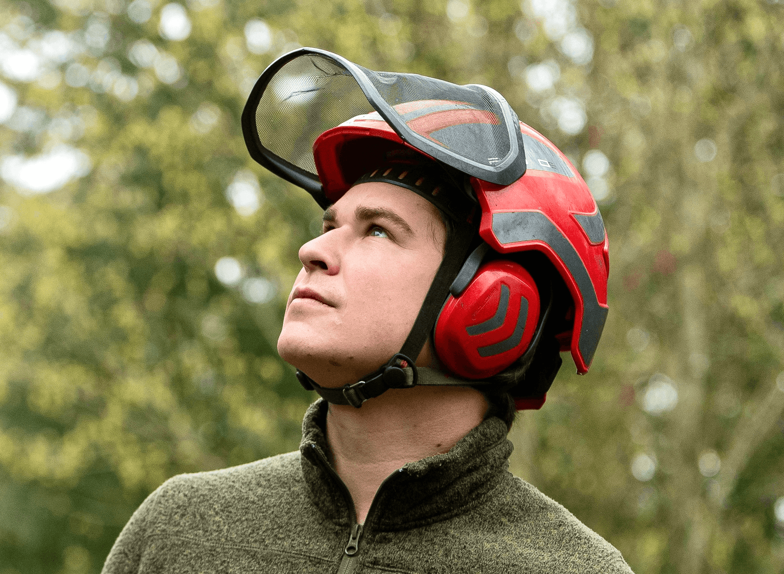 Jake Innes, owner and arborist of Ascent Yard Care, in protective gear